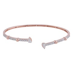 Claridad SI Color HI Diamante de 0,92 ct Oro rosa de 14k Brazalete minimalista abierto