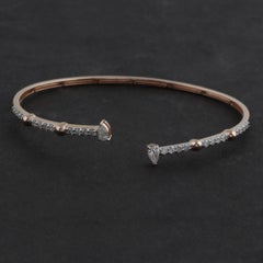 SI Clarity HI Color 0.92ct Diamond 18k Rose Gold Minimalist Open Bangle Bracelet