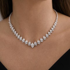 SI Clarity HI Color 13.5ct Diamond Wedding Choker Necklace 14 Karat White Gold