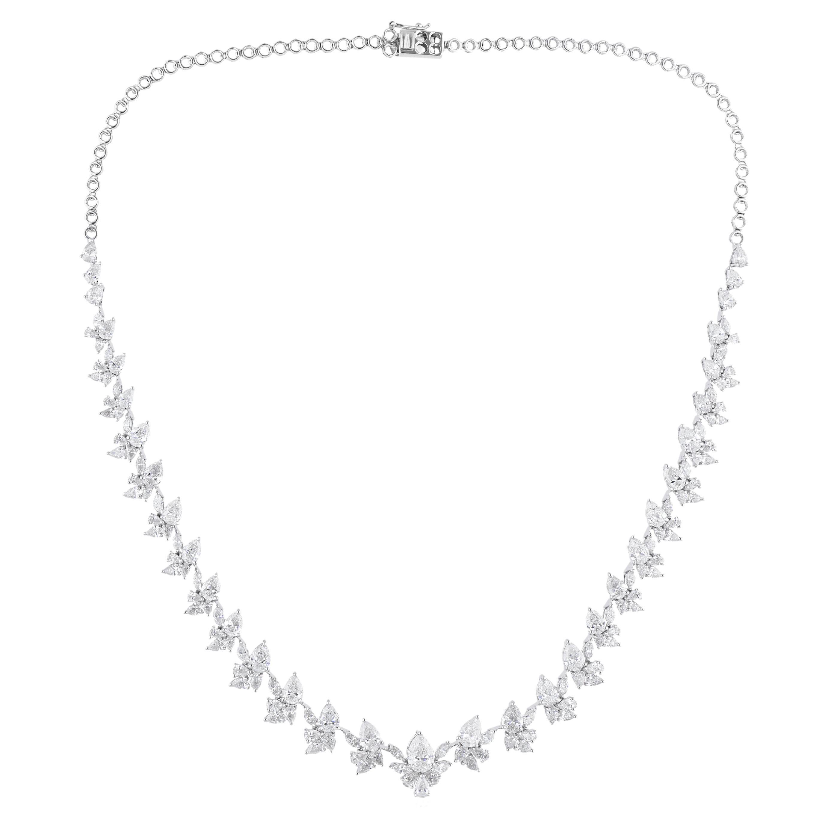 SI Clarity HI Color 13.5ct Diamond Wedding Choker Necklace 14 Karat White Gold