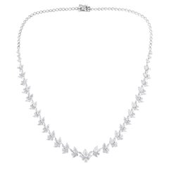SI Clarity HI Color 13.5ct Diamond Wedding Choker Necklace 14 Karat White Gold