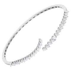 SI Clarity HI Color 1.37Ct Pear Diamond Cuff Bangle Bracelet 14 Karat White Gold