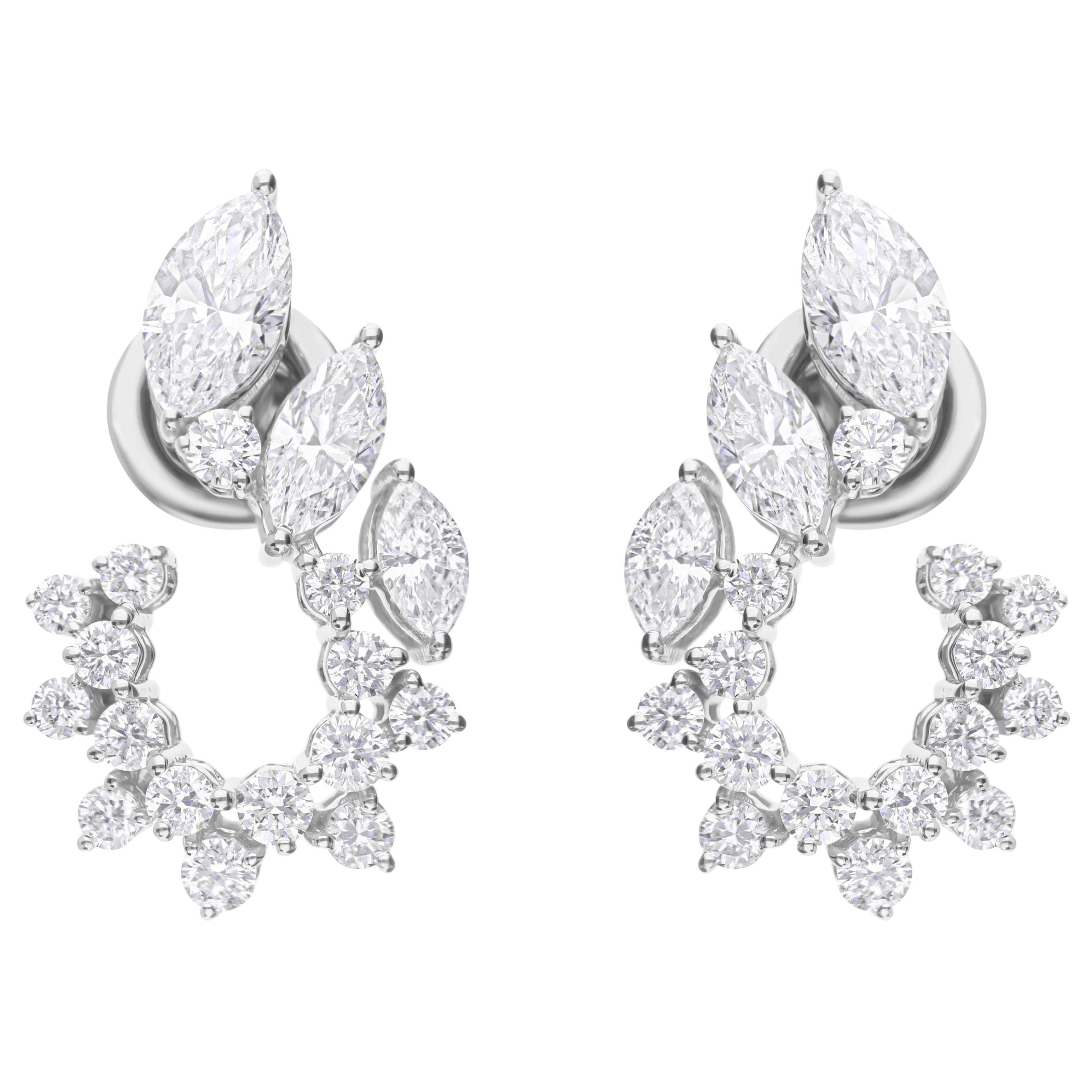 SI Chiarezza HI Colore 2,48Ct Orecchini con diamante per matrimonio in oro bianco 14 carati
