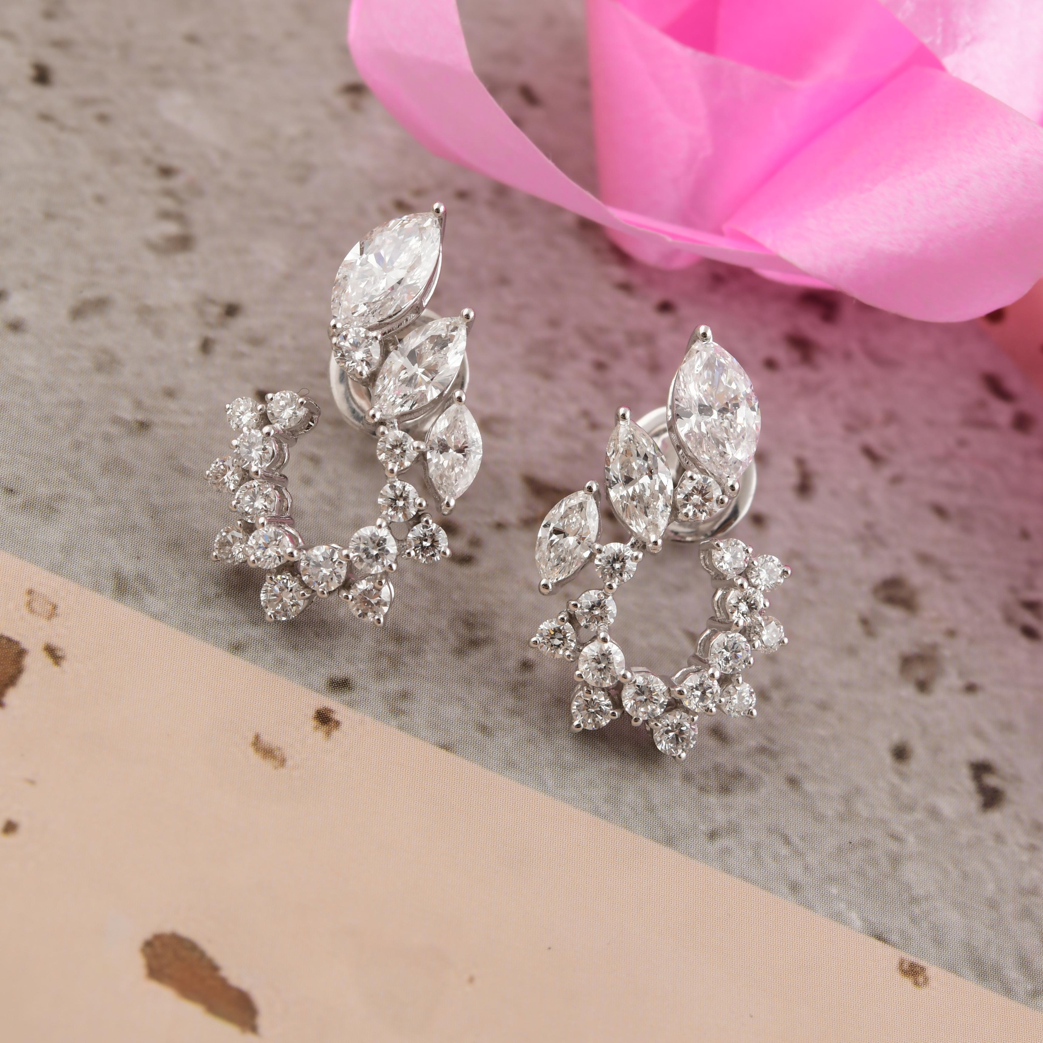 SI Claridad HI Color 2.48Ct Pendientes de Diamantes de Boda Oro Blanco 18 Kilates Corte mixto en venta