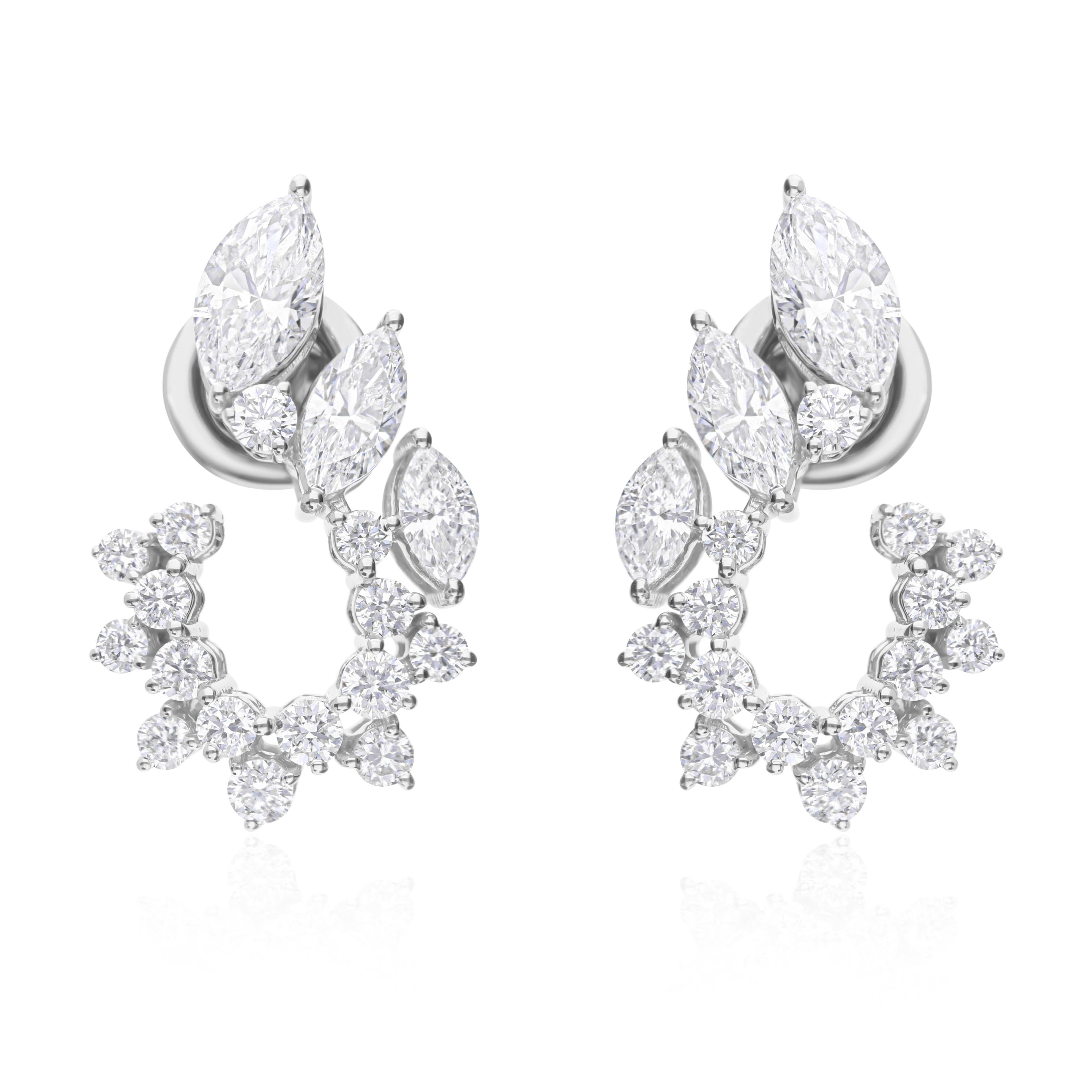 SI Claridad HI Color 2.48Ct Pendientes de Diamantes de Boda Oro Blanco 18 Kilates en Nuevo estado para la venta en Diera, Dubai