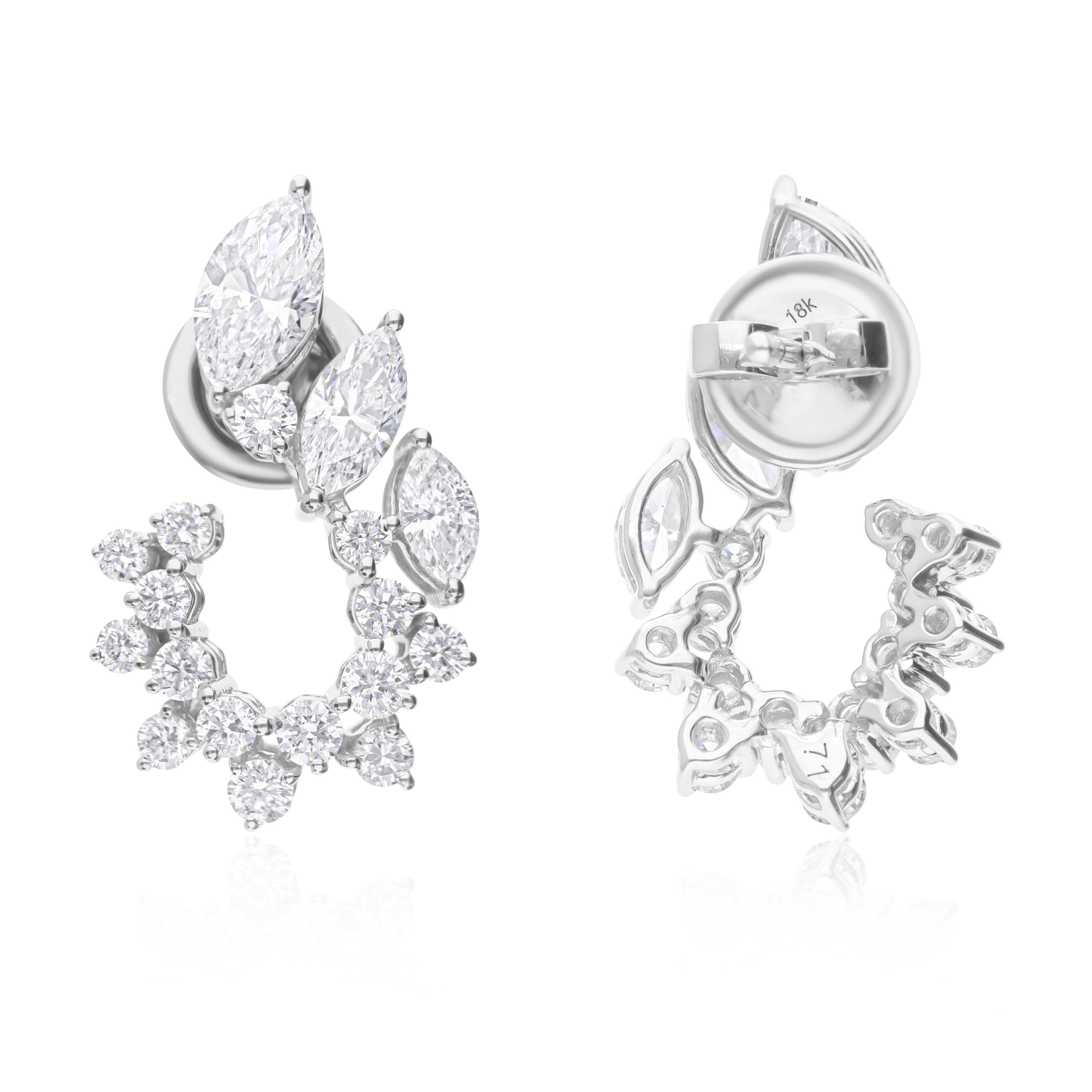De las mujeres SI Claridad HI Color 2.48Ct Pendientes de Diamantes de Boda Oro Blanco 18 Kilates en venta