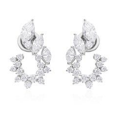 SI Clarity HI Color 2.48Ct Diamond Wedding Stud Earrings 18 Karat White Gold