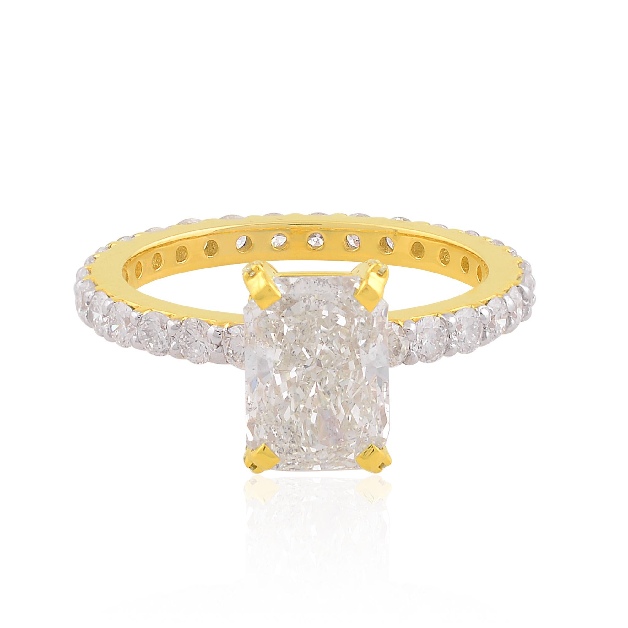 En venta: SI Claridad HI Color 3.12Ct Anillo de Compromiso Solitario de Diamantes en Oro Amarillo de 18K  3