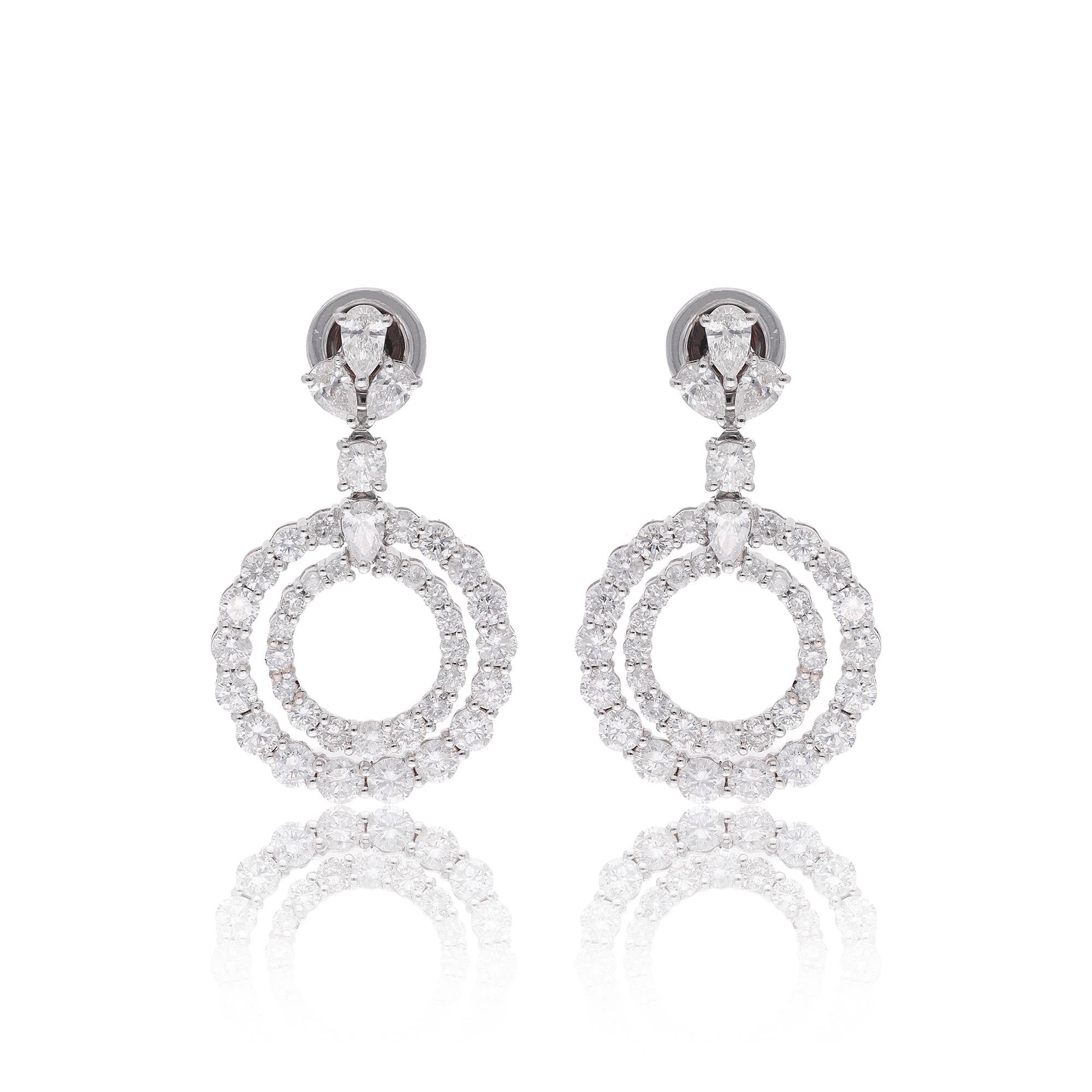 SI Reinheit HI Farbe 4 Karat Diamanten Kreis baumeln Ohrringe 14 Karat Weißgold im Angebot 2