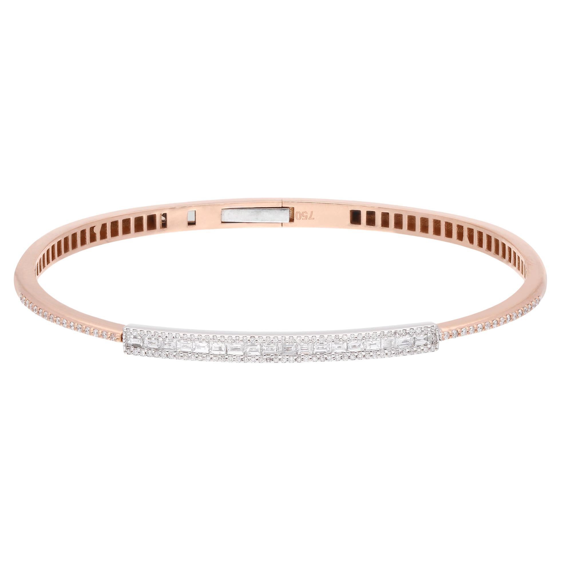 SI Reinheit HI Farbe Baguette Diamant Bar Armreif Armband 18k Roségold Schmuck