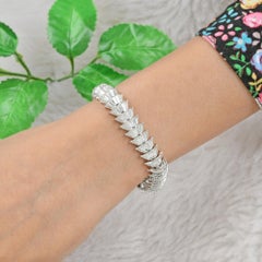 SI Clarity HI Color Baguette Diamond Bracelet 14 Karat White Gold Fine Jewelry