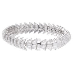 Bracelet de diamants baguettes SI Clarity HI Color en or blanc 14 carats