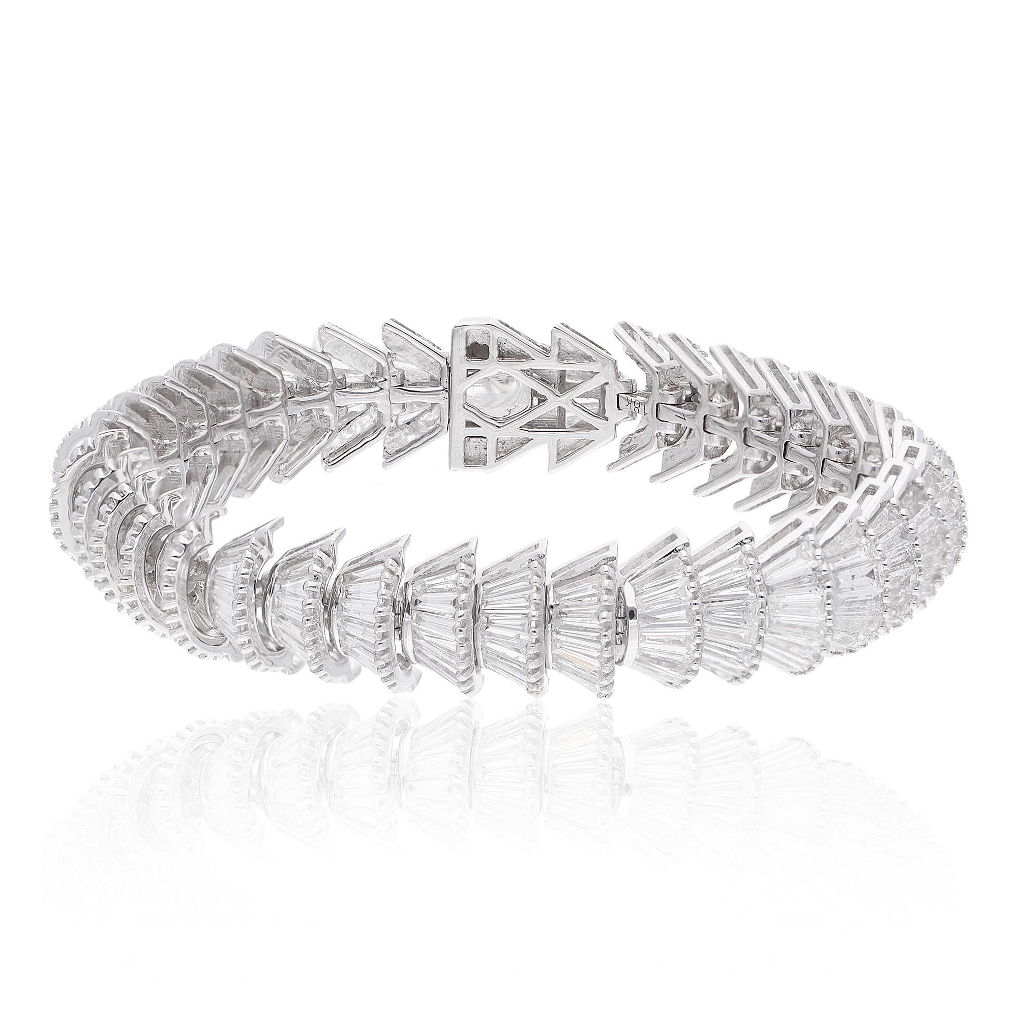 SI Claridad HI Color Pulsera de Diamantes Baguette Oro Blanco 18 Kilates Joyería Fina Corte baguette en venta
