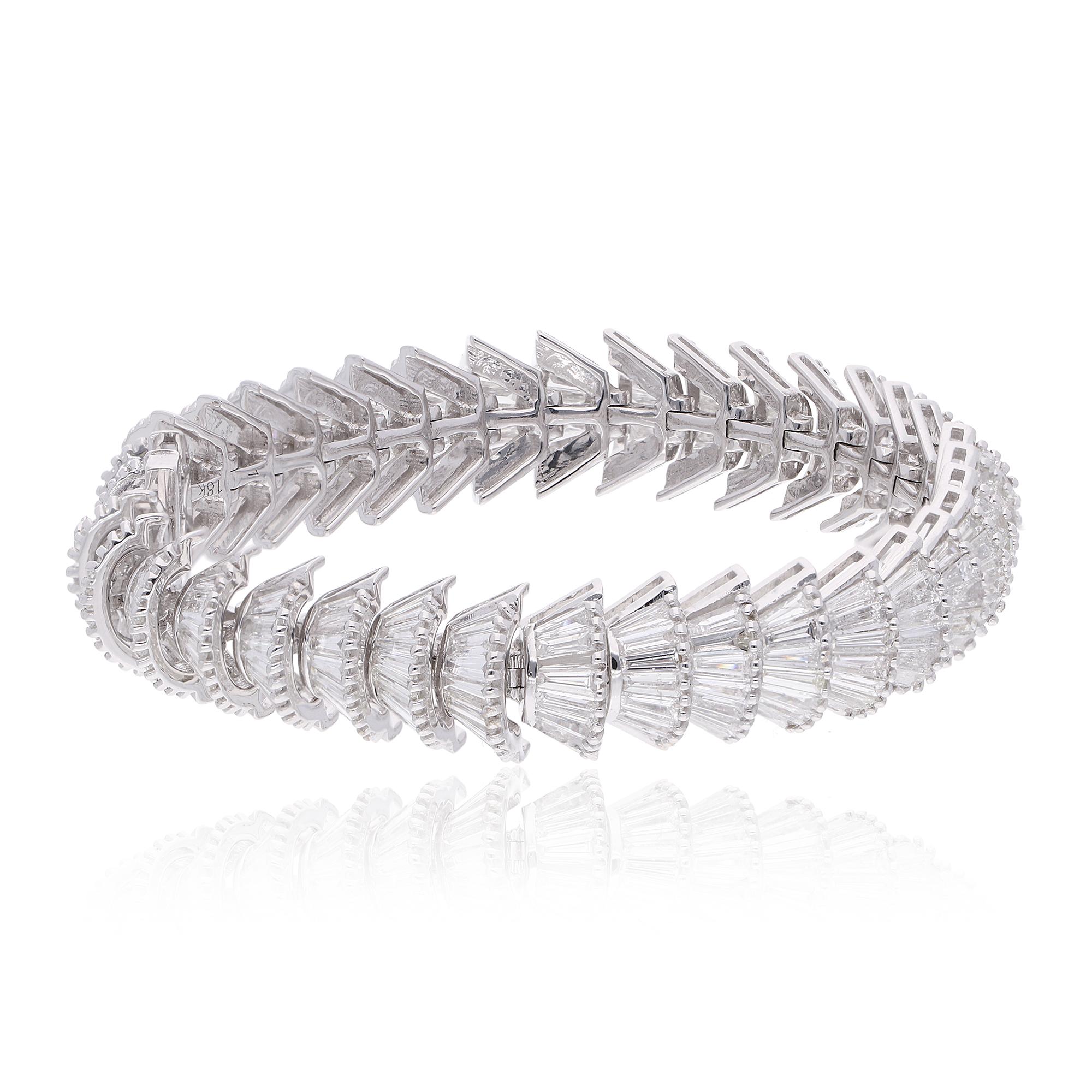 De las mujeres SI Claridad HI Color Pulsera de Diamantes Baguette Oro Blanco 18 Kilates Joyería Fina en venta