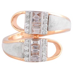 SI Reinheit HI Farbe Baguette Diamant Emaille Wickel-Manschettenring 18k Roségold Schmuck