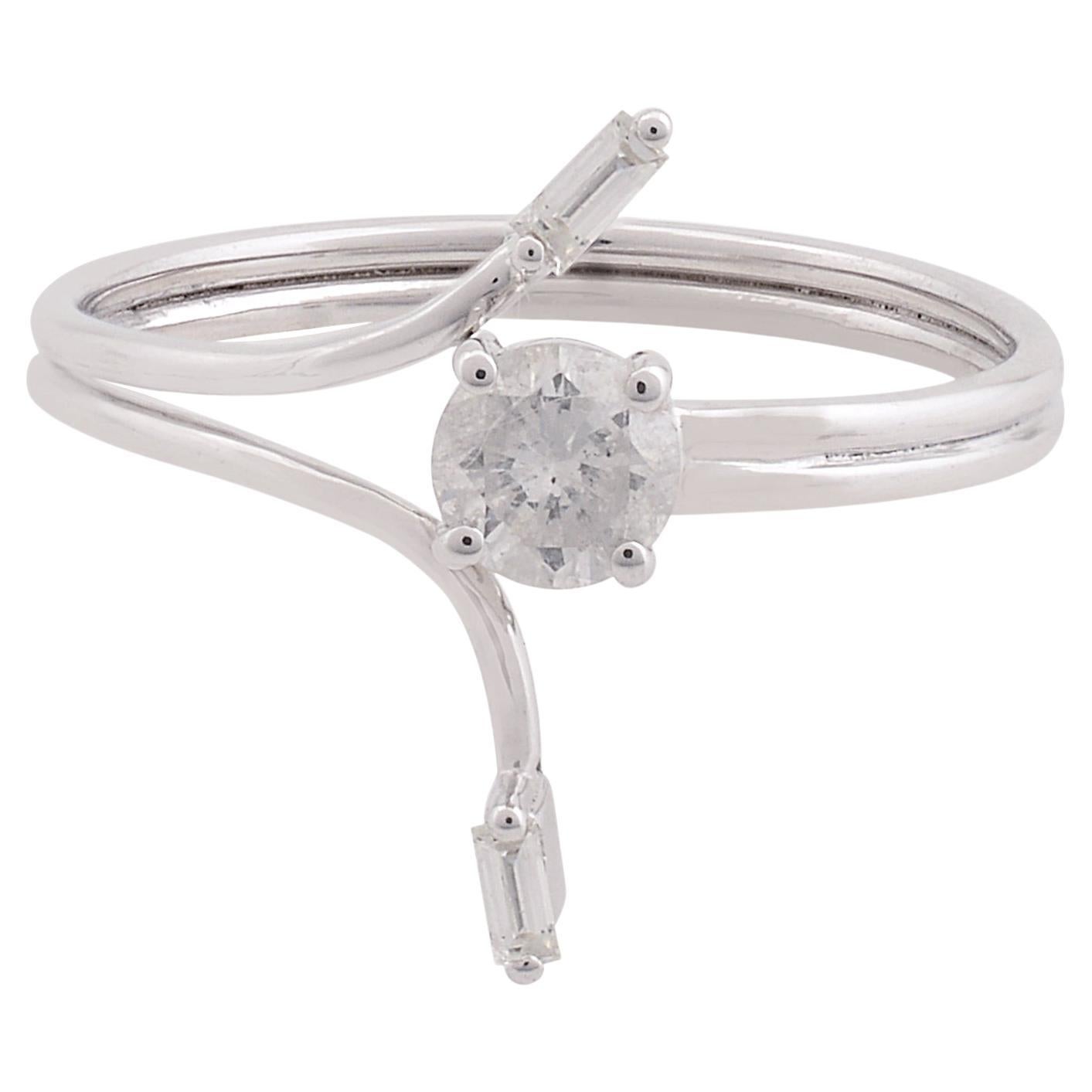 Bague Promise en or blanc 10 carats, pureté SI, diamant baguette de couleur HI