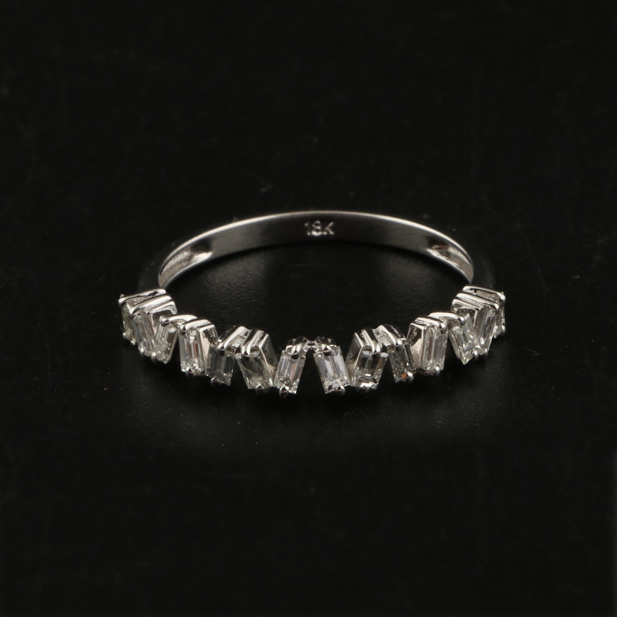 For Sale:  SI Clarity HI Color Baguette Diamond Ring 18 Karat White Gold Handmade Jewelry 8