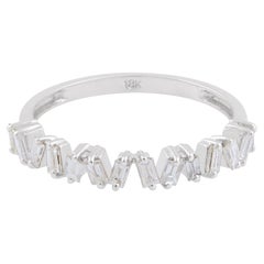 SI Clarity HI Color Baguette Diamond Ring 18 Karat White Gold Handmade Jewelry