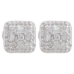 Purezza SI Colore HI Orecchini a perno quadrati con diamante Baguette Oro bianco 10 carati