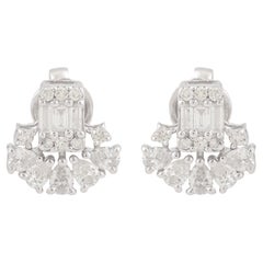 Purezza SI Colore HI Orecchini a perno con diamante baguette Oro bianco 10 carati Gioielli