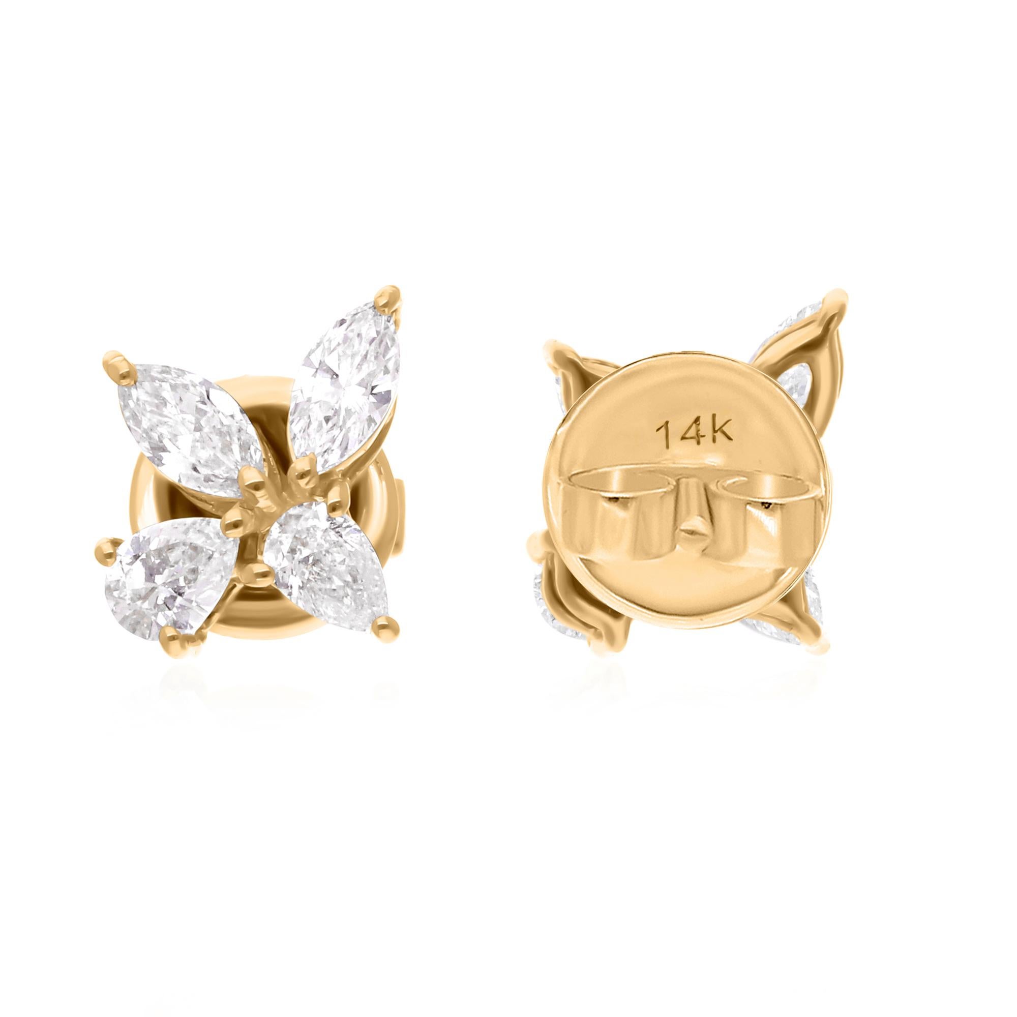 SI Reinheit HI Farbe Brillantschliff Diamant-Ohrstecker 18 Karat Gelbgold (Moderne) im Angebot