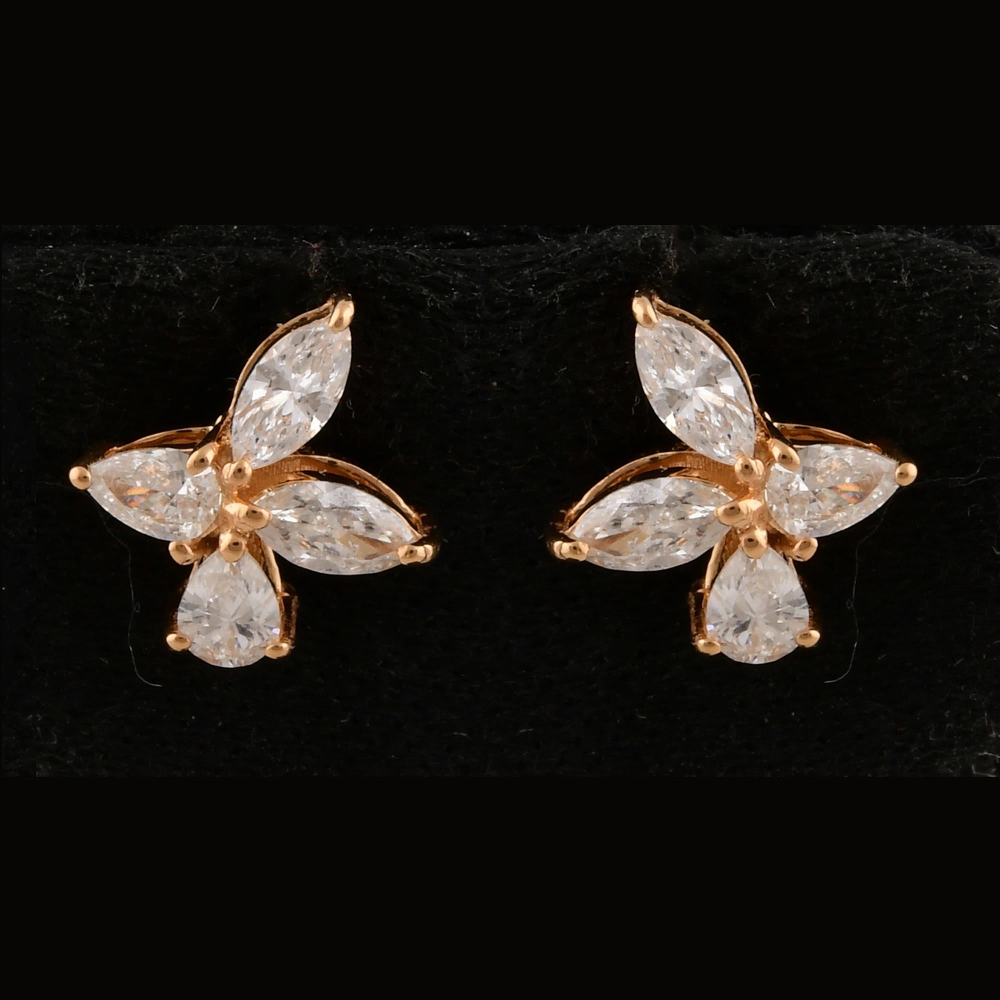 SI Reinheit HI Farbe Brillantschliff Diamant-Ohrstecker 18 Karat Gelbgold Damen im Angebot