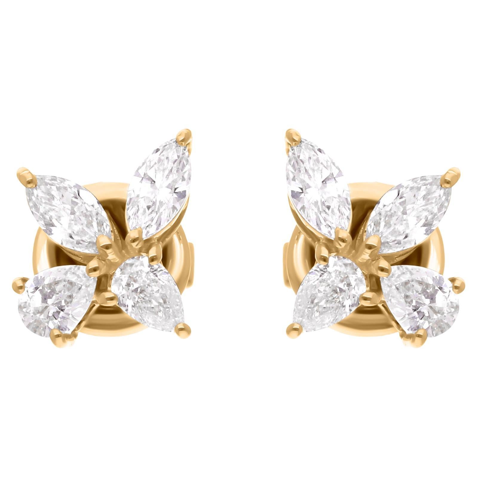 Orecchini con diamante taglio Brilliante di colore HI, purezza SI, oro giallo 18 carati