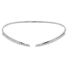 SI Clarity HI Color Certified Diamond Choker Collar Necklace 14 Karat White Gold