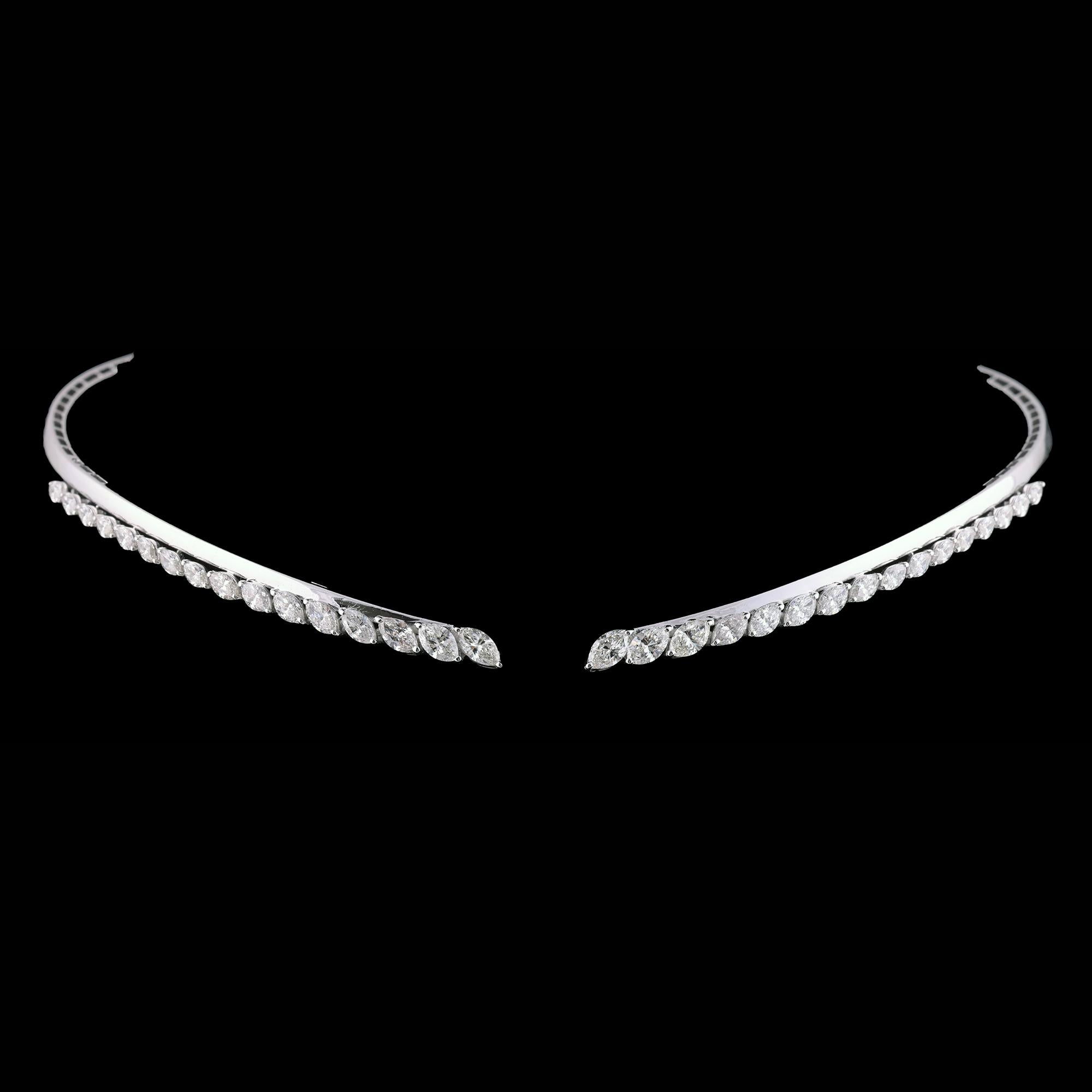 SI Claridad HI Color Diamante Certificado Collar Gargantilla Oro Blanco 18 Kilates Corte marquesa en venta