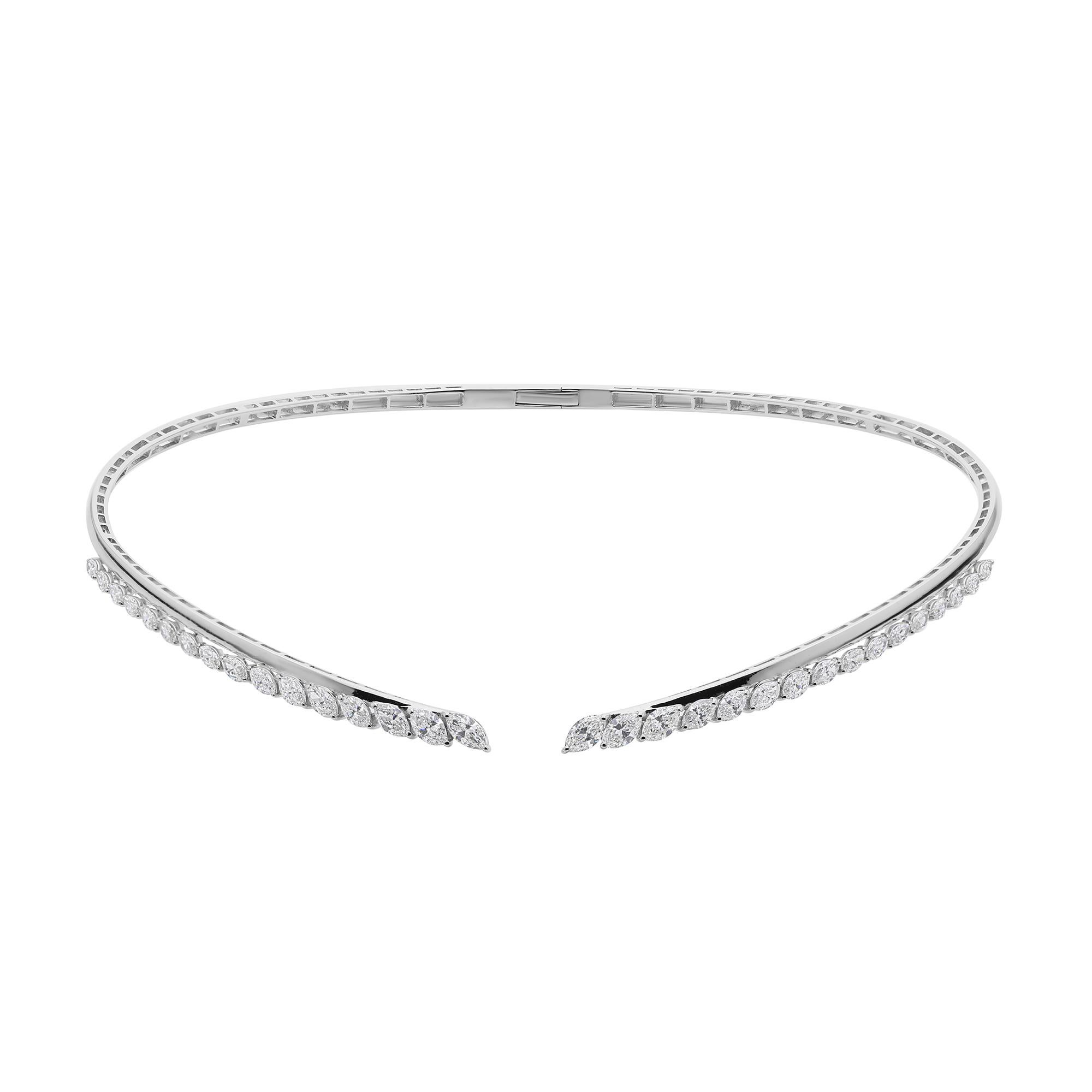 SI Claridad HI Color Diamante Certificado Collar Gargantilla Oro Blanco 18 Kilates en Nuevo estado para la venta en Diera, Dubai