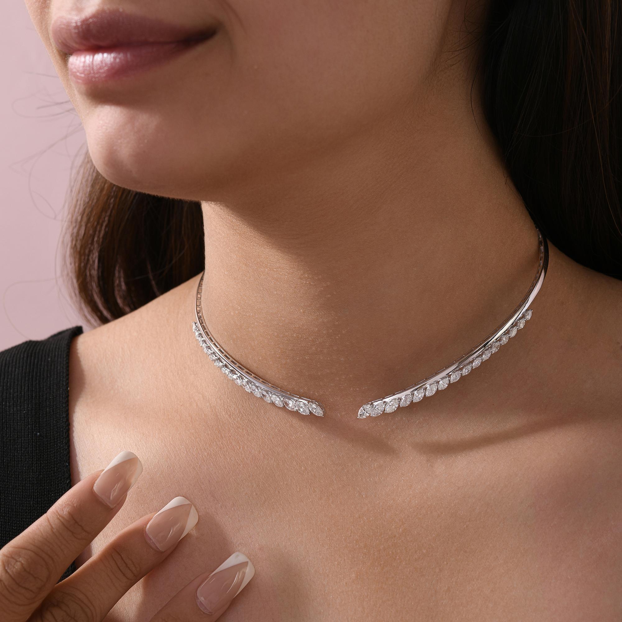De las mujeres SI Claridad HI Color Diamante Certificado Collar Gargantilla Oro Blanco 18 Kilates en venta