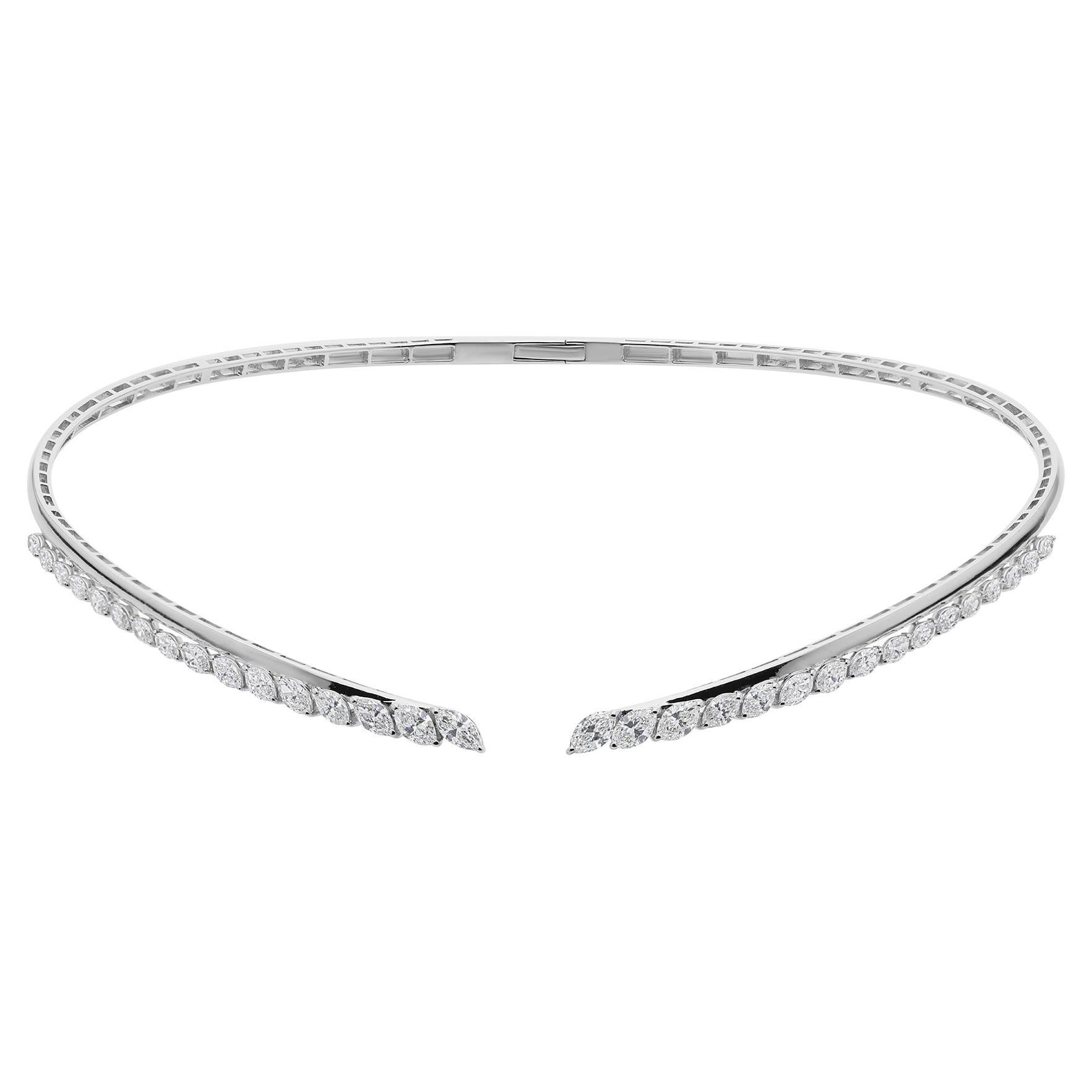 SI Clarity HI Color Certified Diamond Choker Collar Necklace 18 Karat White Gold
