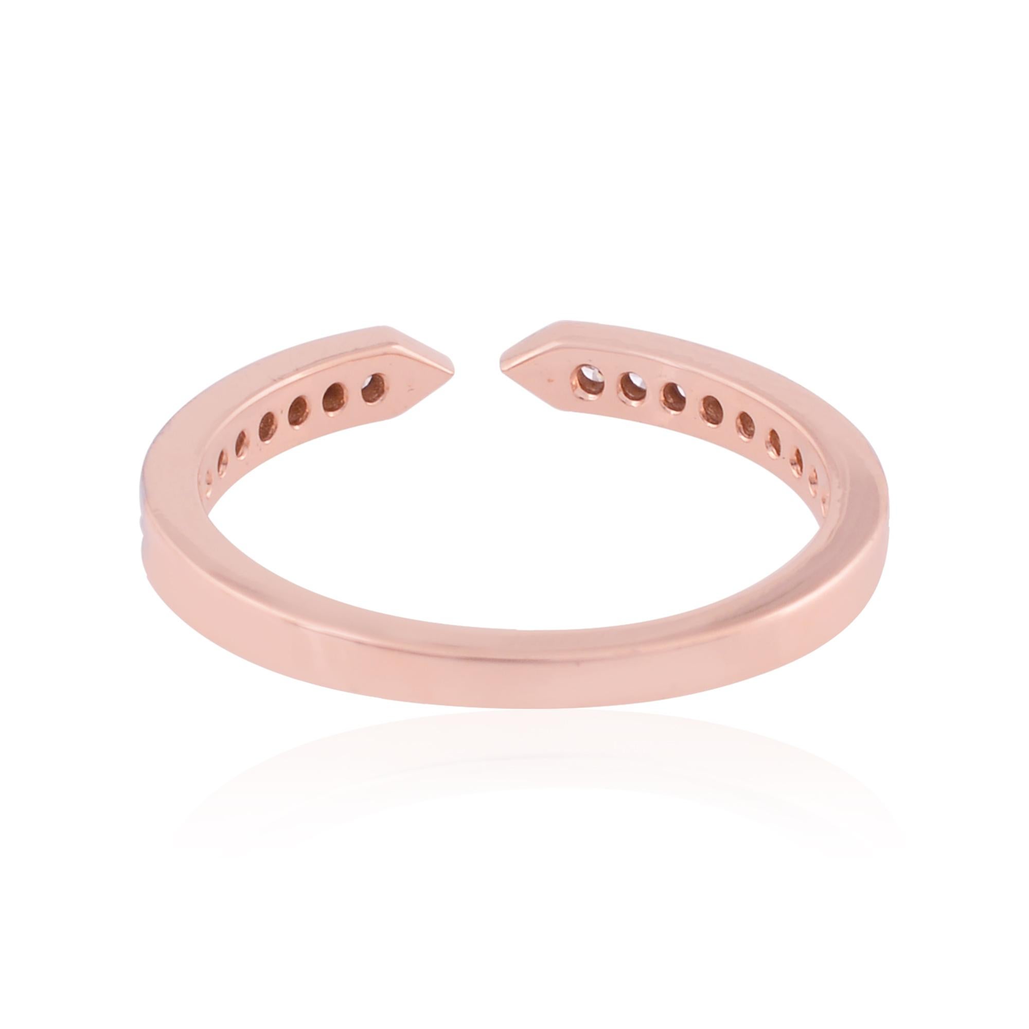 En vente :  SI Clarity Diamond HI Color 14 Karat Rose Gold Open Stackable Band Ring 5