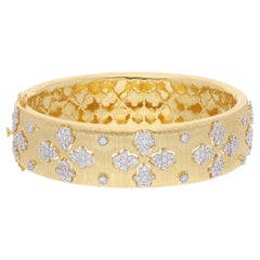 Bracelet jonc de haute joaillerie en or jaune 18 carats avec diamants de couleur SI