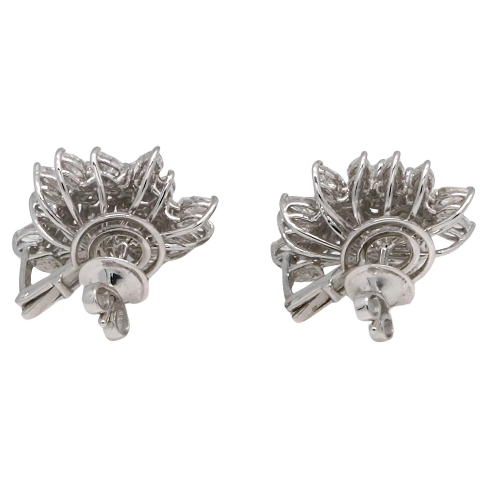 Pear Cut SI Clarity HI Color Diamond Cluster Earrings 14k White Gold Jewelry 3.90 Ct. For Sale