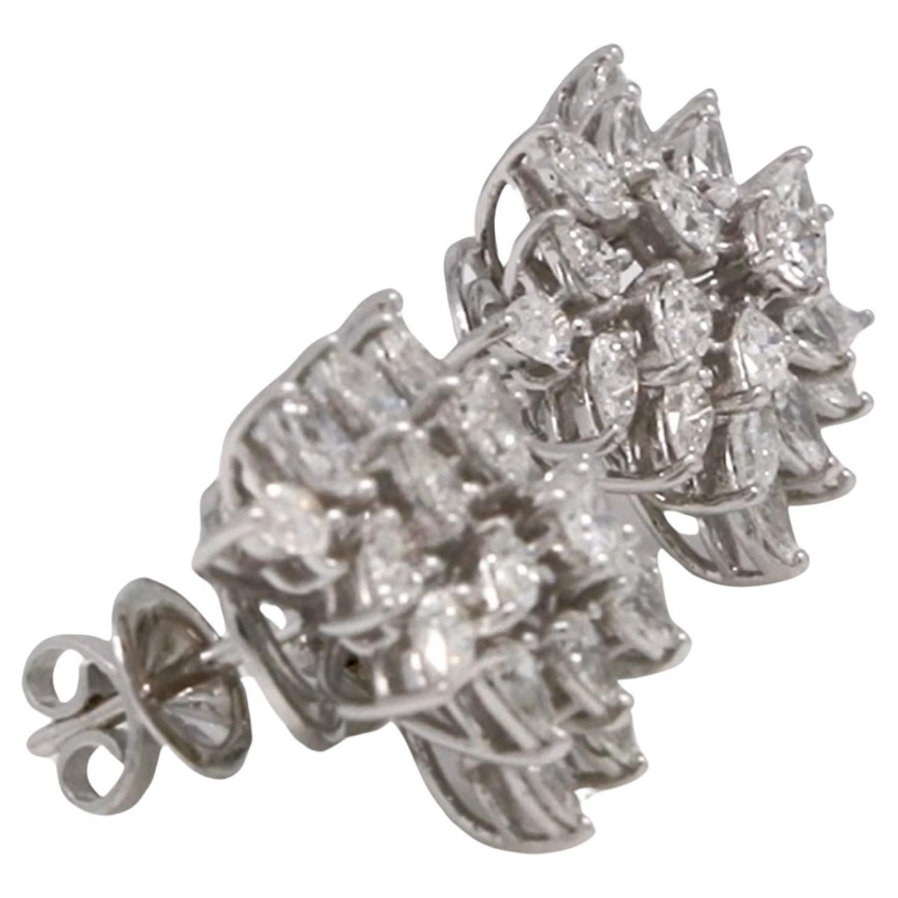 SI Clarity HI Color Diamond Cluster Earrings 14k White Gold Jewelry 3.90 Ct. In New Condition For Sale In Diera, Dubai