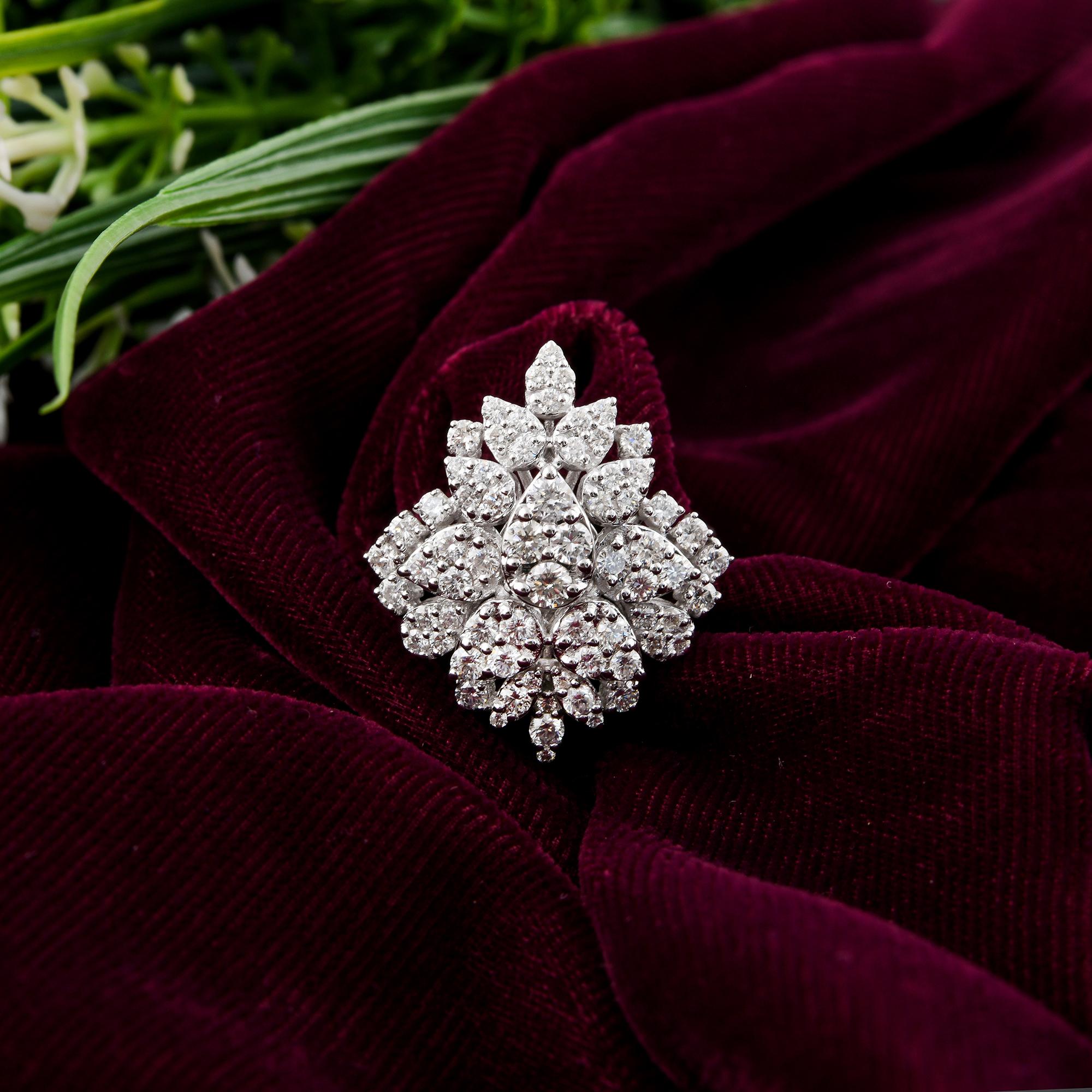 SI Reinheit HI Farbe Diamant-Cluster-Ring 14 Karat Weißgold Schmuck 1,45 Karat. im Angebot 1
