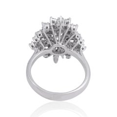 SI Clarity HI Color Diamond Cluster Ring 18 Karat White Gold Jewelry 1.45 Ct.