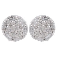 SI Reinheit HI Farbe Diamant Cluster Runde Ohrstecker 18 Karat Weißgold