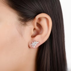 SI-Reinheit HI-Farbe Diamant-Cluster-Ohrstecker 18 Karat Weißgold