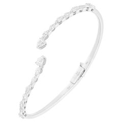 SI Clarity HI Color Diamond Cuff Bangle Bracelet 18 Karat White Gold 1.35 Ct.