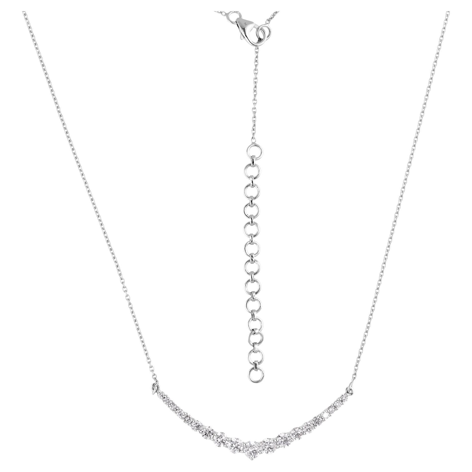 SI Clarity HI Color Diamante Curve Arc Collana a catena 14 Karat White Gold