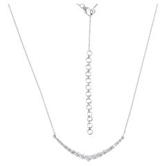 SI Clarity HI Color Diamond Curve Arc Pendant Necklace 14K Solid White Gold
