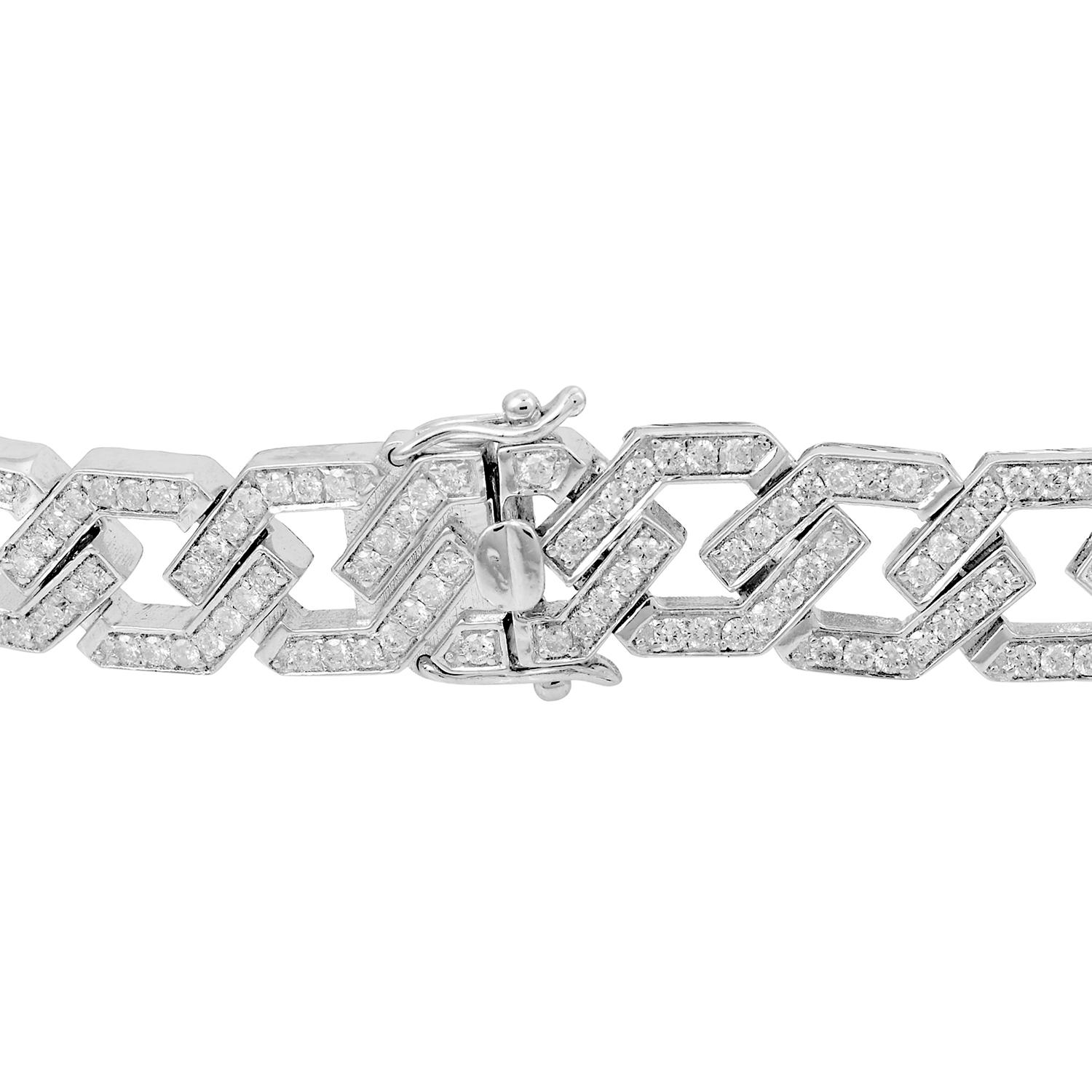 Code article :- CN-25593 (14k)
Poids brut :- 16.93 gm
Or blanc massif 14k Poids :- 16.31 gm
Poids du diamant naturel :- 3.10 Ct. ( DIAMANT MOYEN DE PURETÉ SI1-SI2 ET DE COULEUR H-I )
Taille du bracelet :- 7 pouces

✦