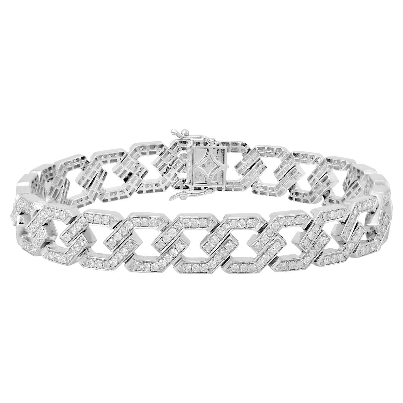 SI Clarity HI Color Diamond Designer Bracelet 18 Karat White Gold Fine Jewelry