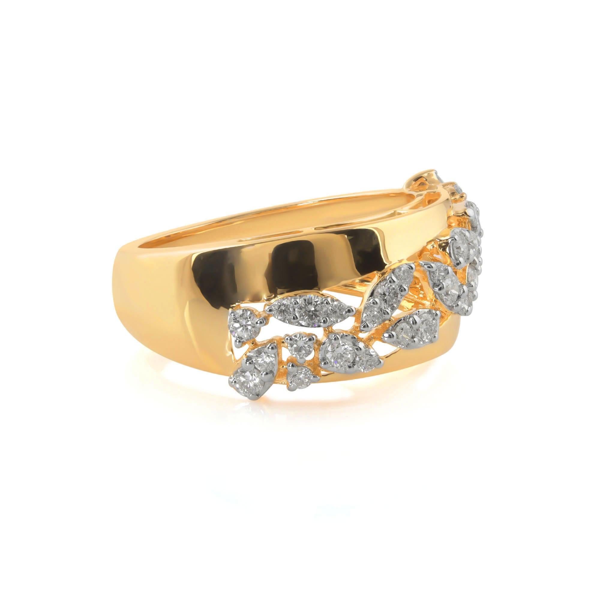 Elevate your style with timeless elegance and luxurious craftsmanship embodied in this stunning SI clarity, HI color diamond dome ring crafted in 14k white and yellow gold. This exquisite piece of jewelry seamlessly blends classic sophistication