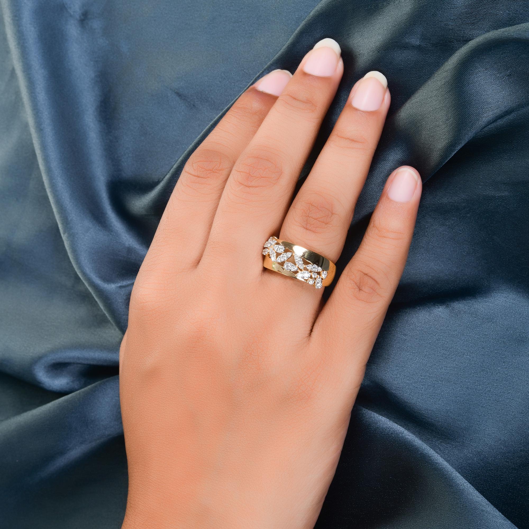 SI Klarheit HI Farbe Diamant Dome Ring 14k Weißes Gelbgold Zwei-Ton-Schmuck (Rundschliff) im Angebot