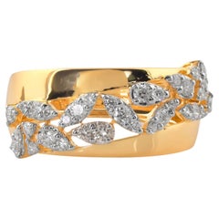 SI Clarity HI Color Diamond Dome Ring 14k White Yellow Gold Two Tone Jewelry (Bague dôme en or blanc et jaune 14k)
