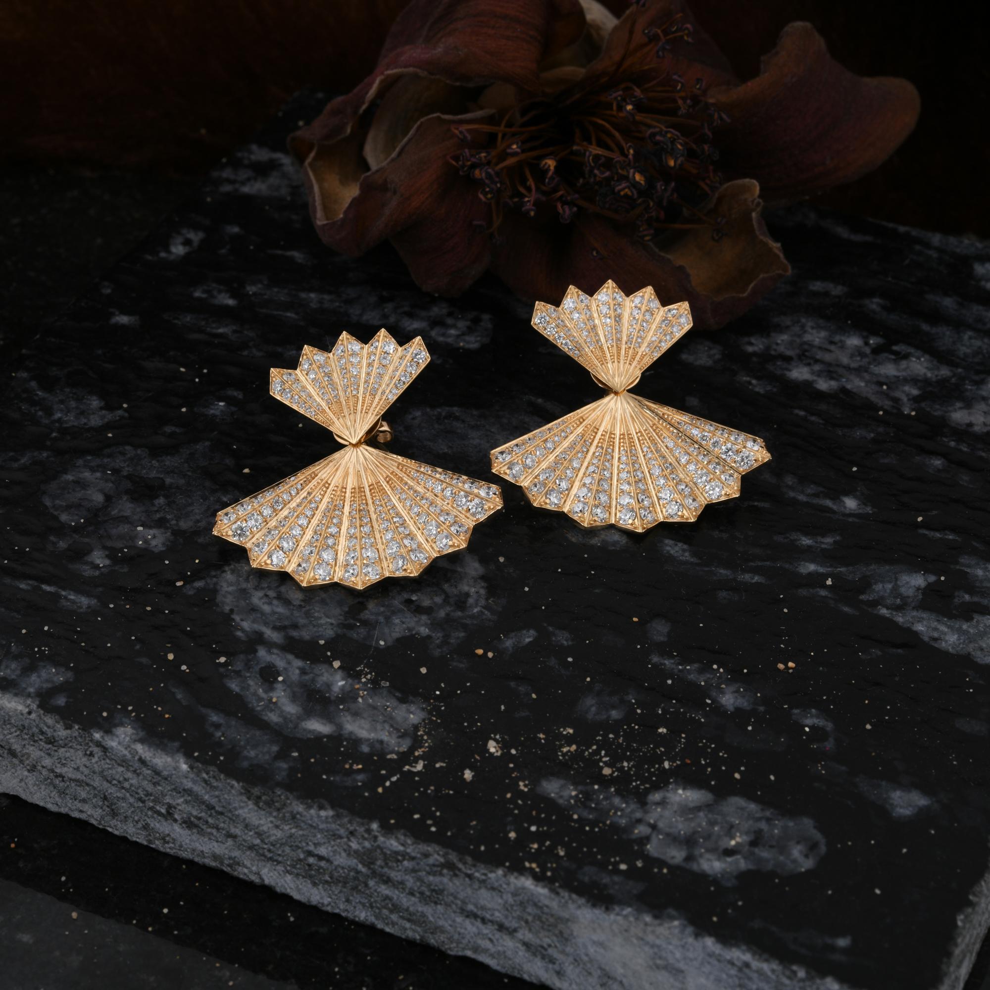 Cast from 14-karat gold, these exquisite earrings are handset with 5.40 carats of sparkling diamonds.

FOLLOW SPECTRUM JEWELS storefront to view the latest collection & exclusive pieces. Spectrum Jewels is proudly rated as a Top Seller on 1stdibs