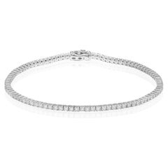 Natural SI Clarity HI Color Diamond Fine Tennis Bracelet 18 Karat White Gold